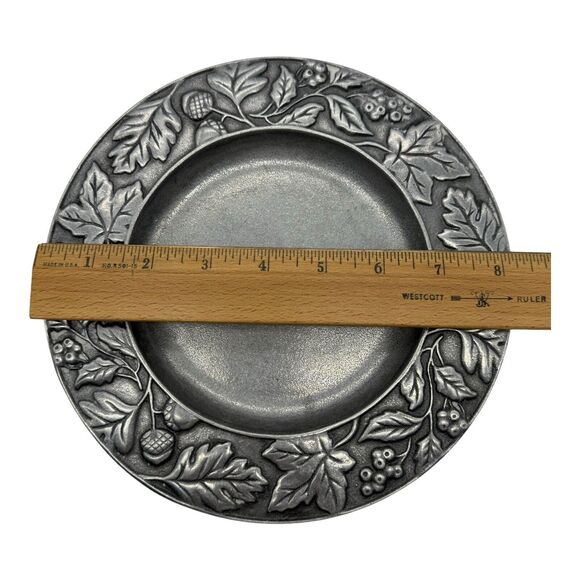 Vintage Longaberger Pewter Plate Candle Holder Oak Leaves Acorn Fall 2001 HTF - Picture 7 of 8